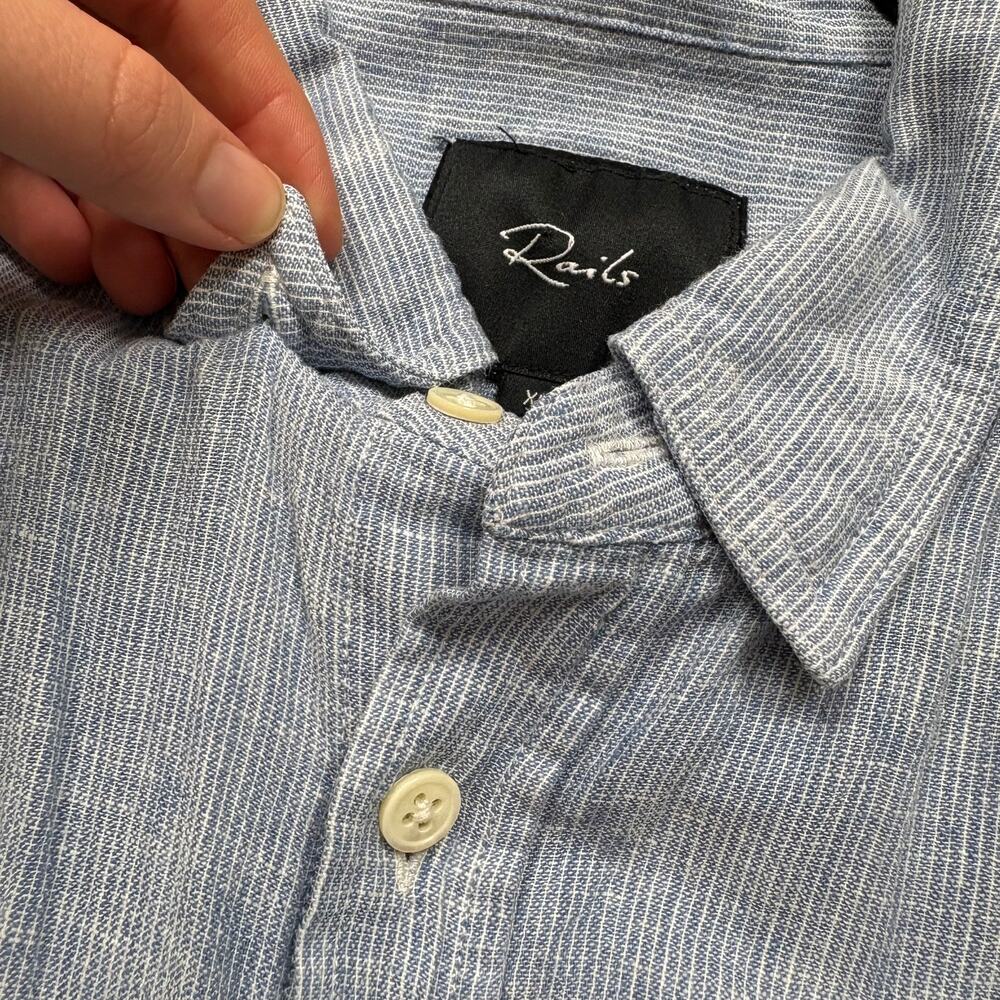 Rails Linen Striped Collared Button Up Men’s Xl C… - image 4